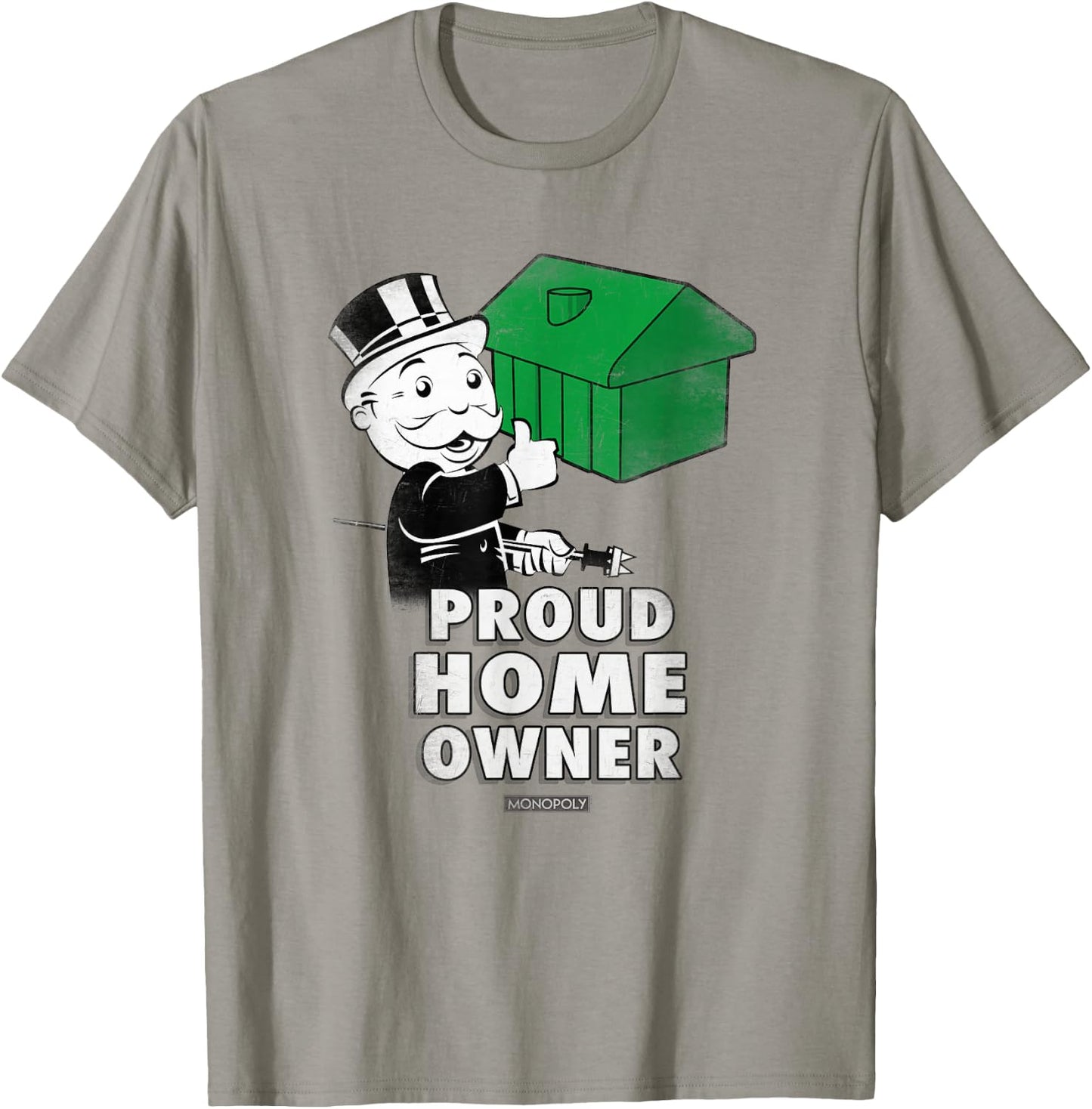 Monopoly Mr. Monopoly Proud Home Owner Vintage House Logo T-Shirt - T-Shirt | Sand