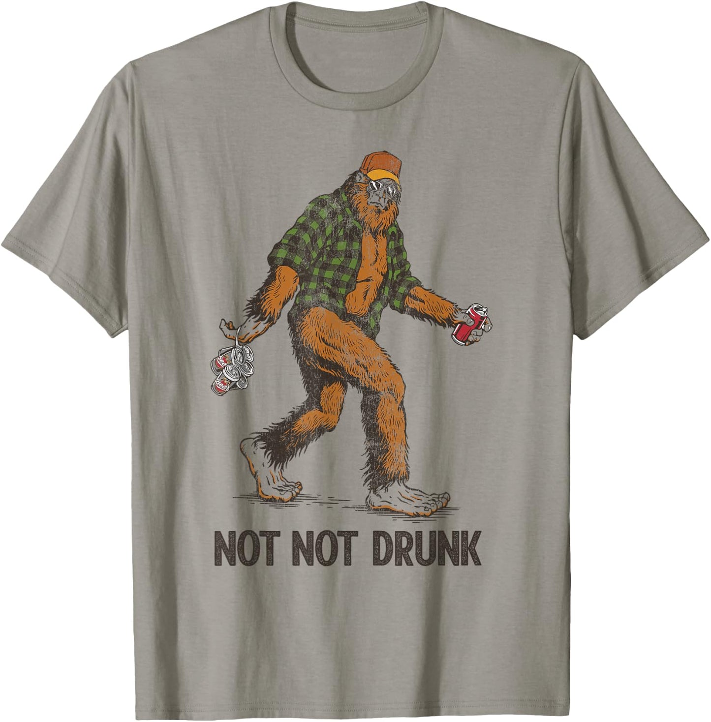 Not Too Drunk Sasquatch Lumberjack Spotted With Beer Pack T-Shirt - T-Shirt | Sand