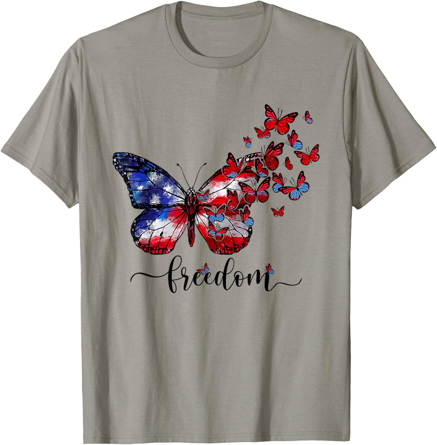 USA Flag Butterfly Freedom Happy 4th Of July Kids Men T-Shirt - T-Shirt | Sand