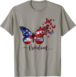 USA Flag Butterfly Freedom Happy 4th Of July Kids Men T-Shirt - T-Shirt | Sand