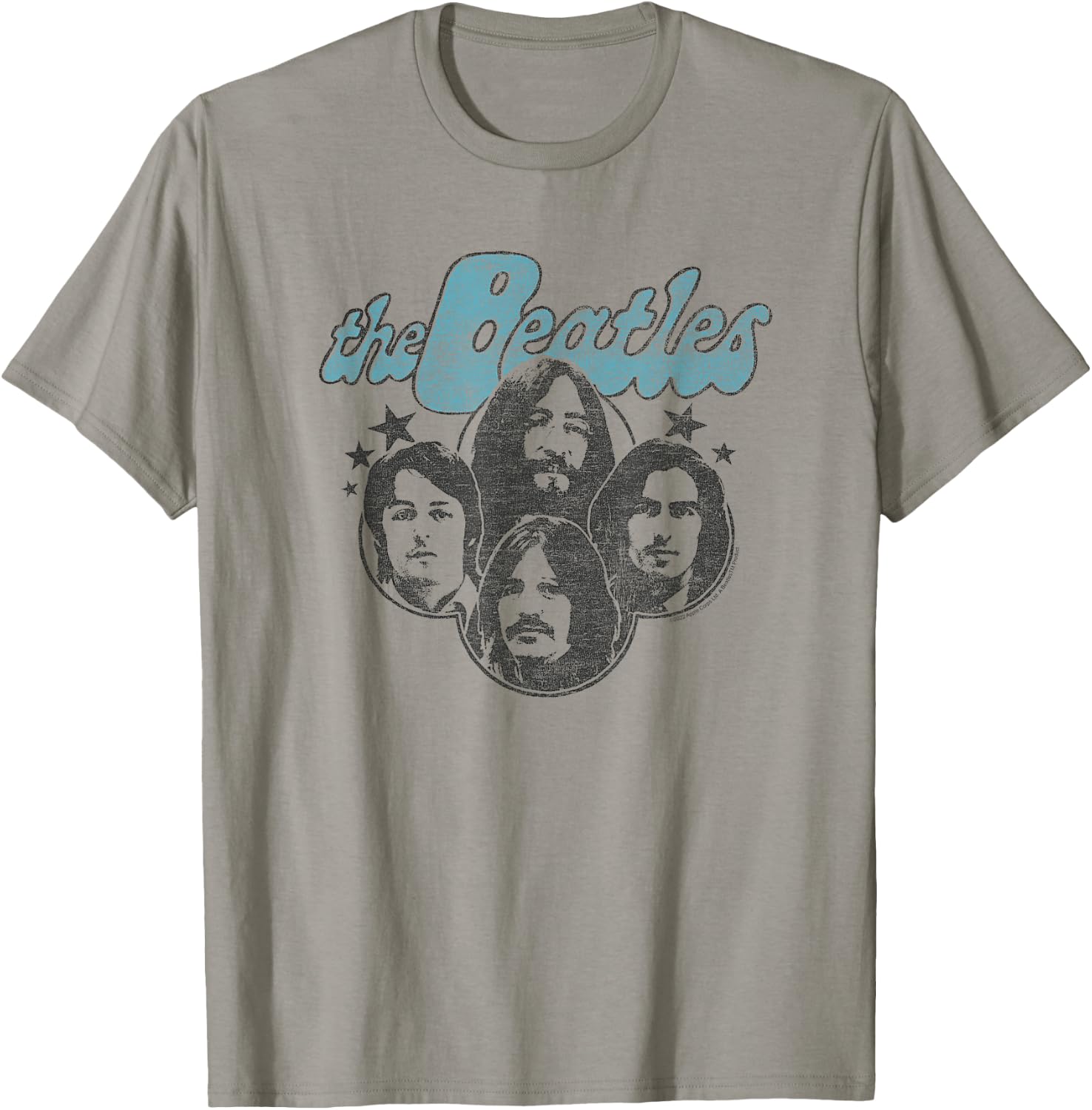 The Beatles - Groovy Blue Logo with Band Member Faces T-Shirt - T-Shirt | Sand