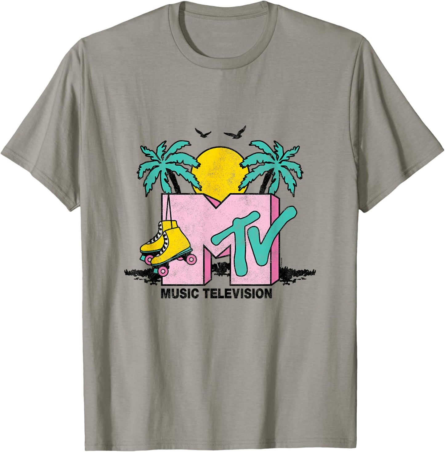 MTV - Malibu Beach Roller Skate Mtv Logo T-Shirt - T-Shirt | Sand