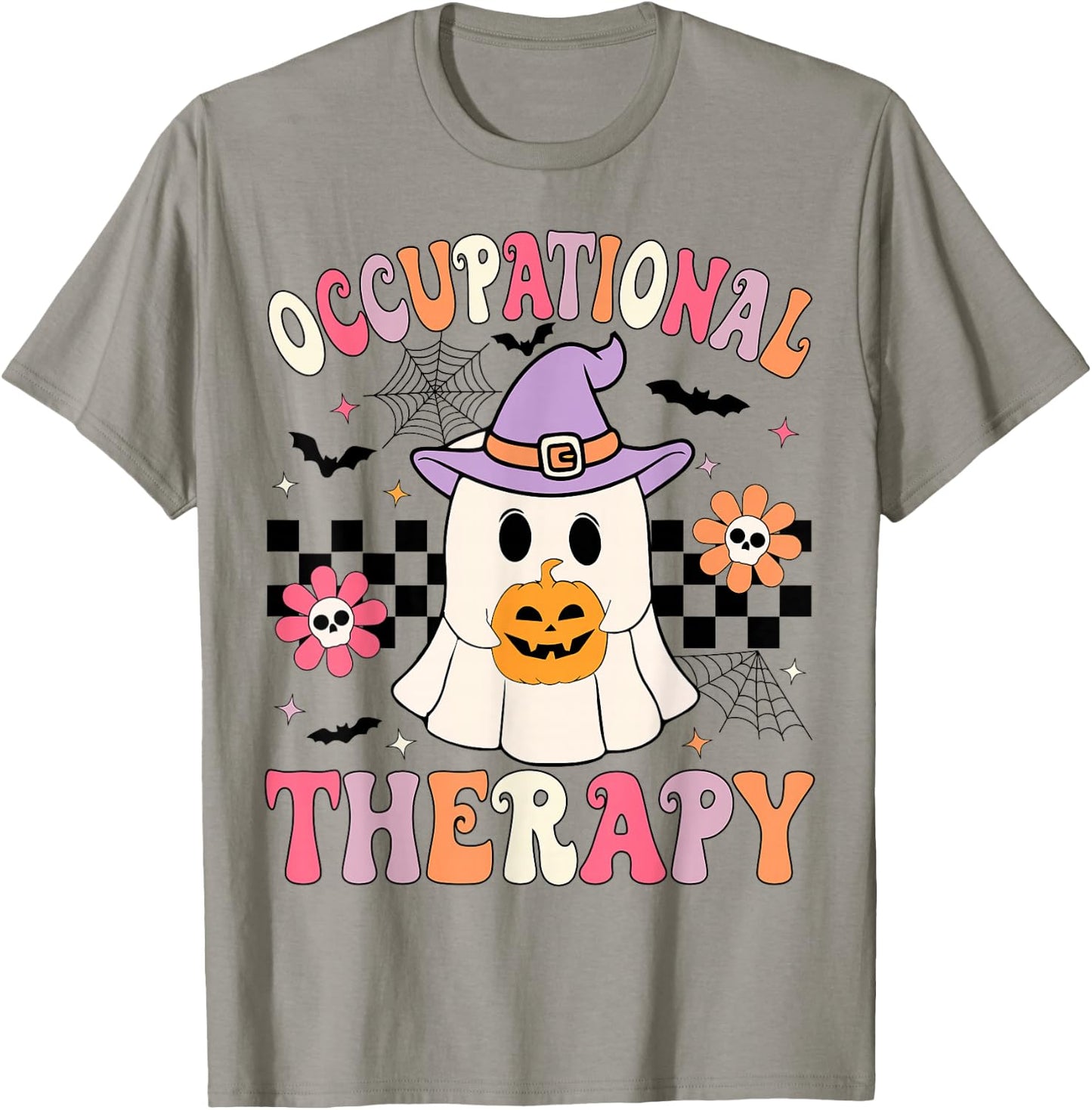 OT Occupational Therapy Halloween Retro Ghost OT Halloween T-Shirt - T-Shirt | Sand