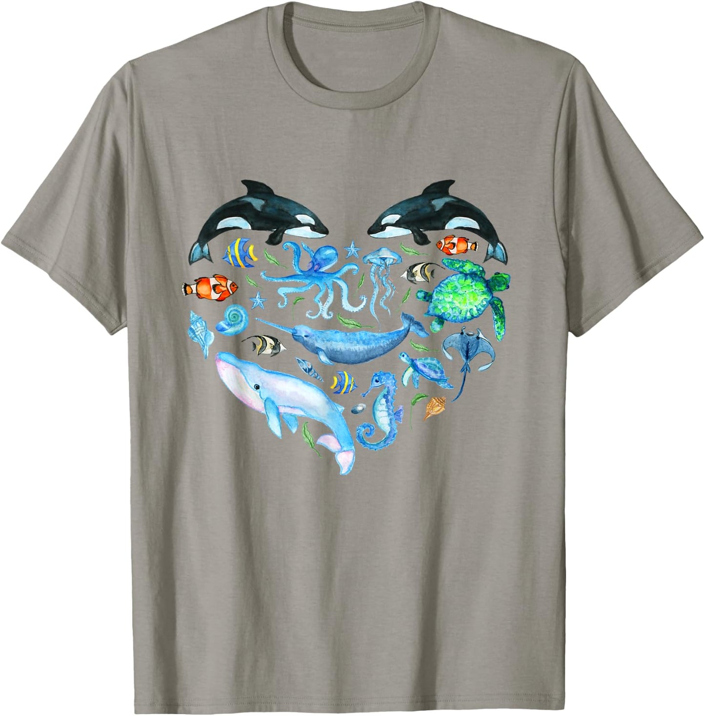 Watercolor Sea Animals Kids Ocean Wildlife Marine Creatures T-Shirt - T-Shirt | Sand