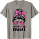 I Wear Pink For My Aunt Messy Bun Breast Cancer Support T-Shirt - T-Shirt | Sand