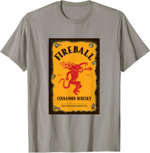 Fireball Cinnamon Whisky Distressed Bottle Label Drink T-Shirt - T-Shirt | Sand
