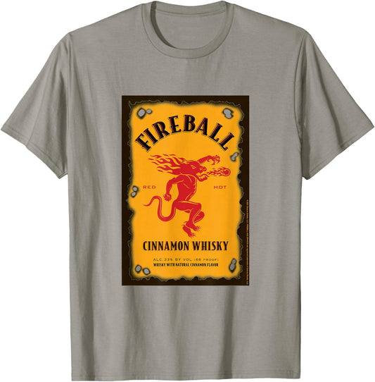 Fireball Cinnamon Whisky Distressed Bottle Label Drink T-Shirt - T-Shirt | Sand