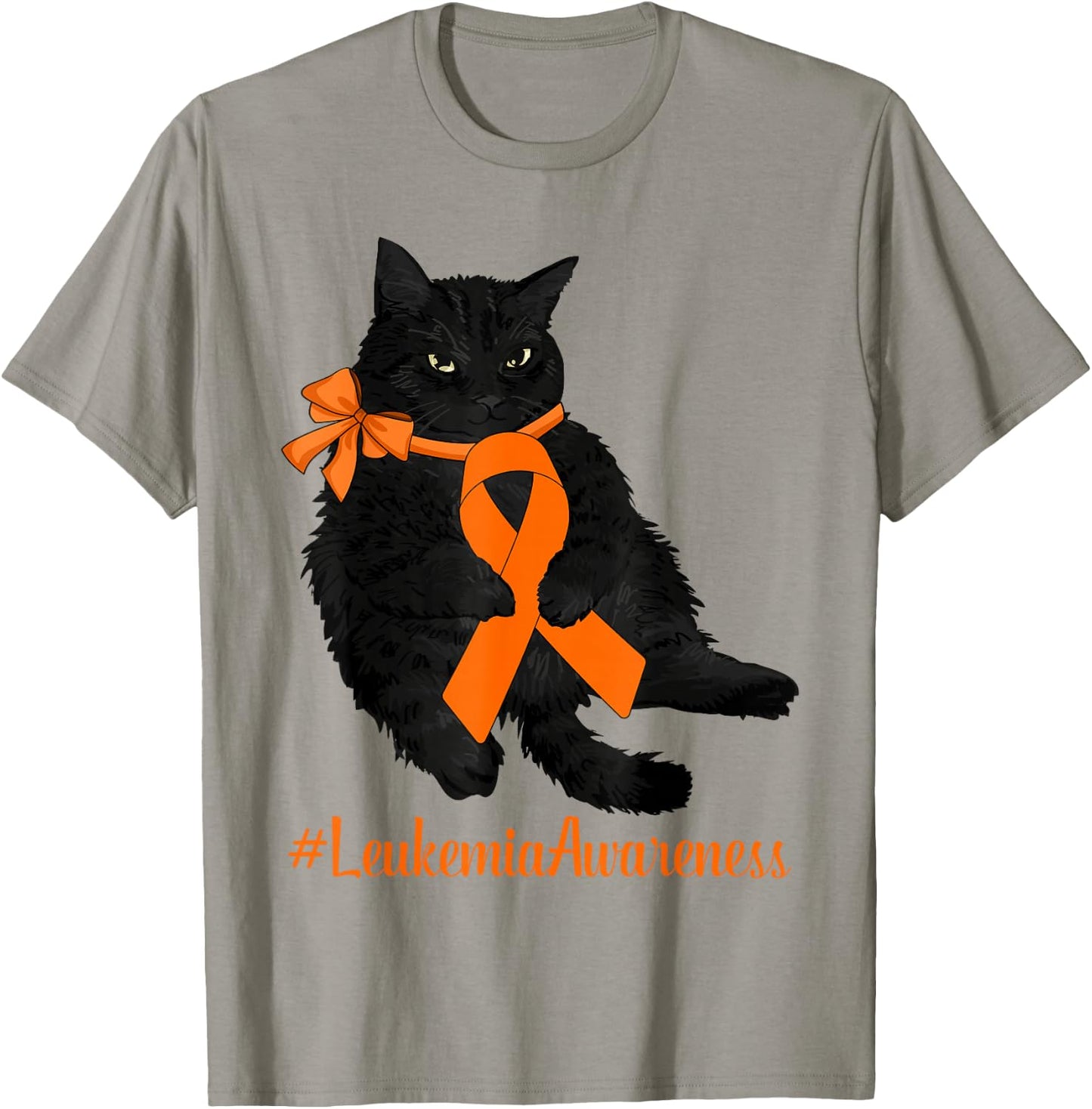 Leukemia Awareness Warrior Fighter Black Cat Orange Ribbon Women Kids T-Shirt - T-Shirt | Sand