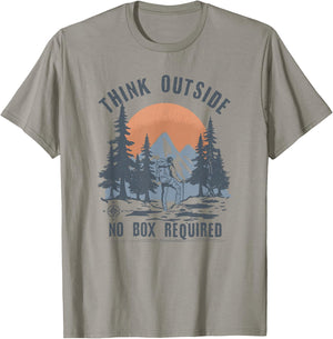 Think Outside no Box Required Funny Hiking T-Shirt - T-Shirt | Sand