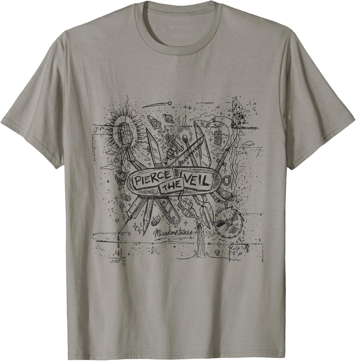 Pierce The Veil - Misadventures Cover in Black Print T-Shirt - T-Shirt | Sand