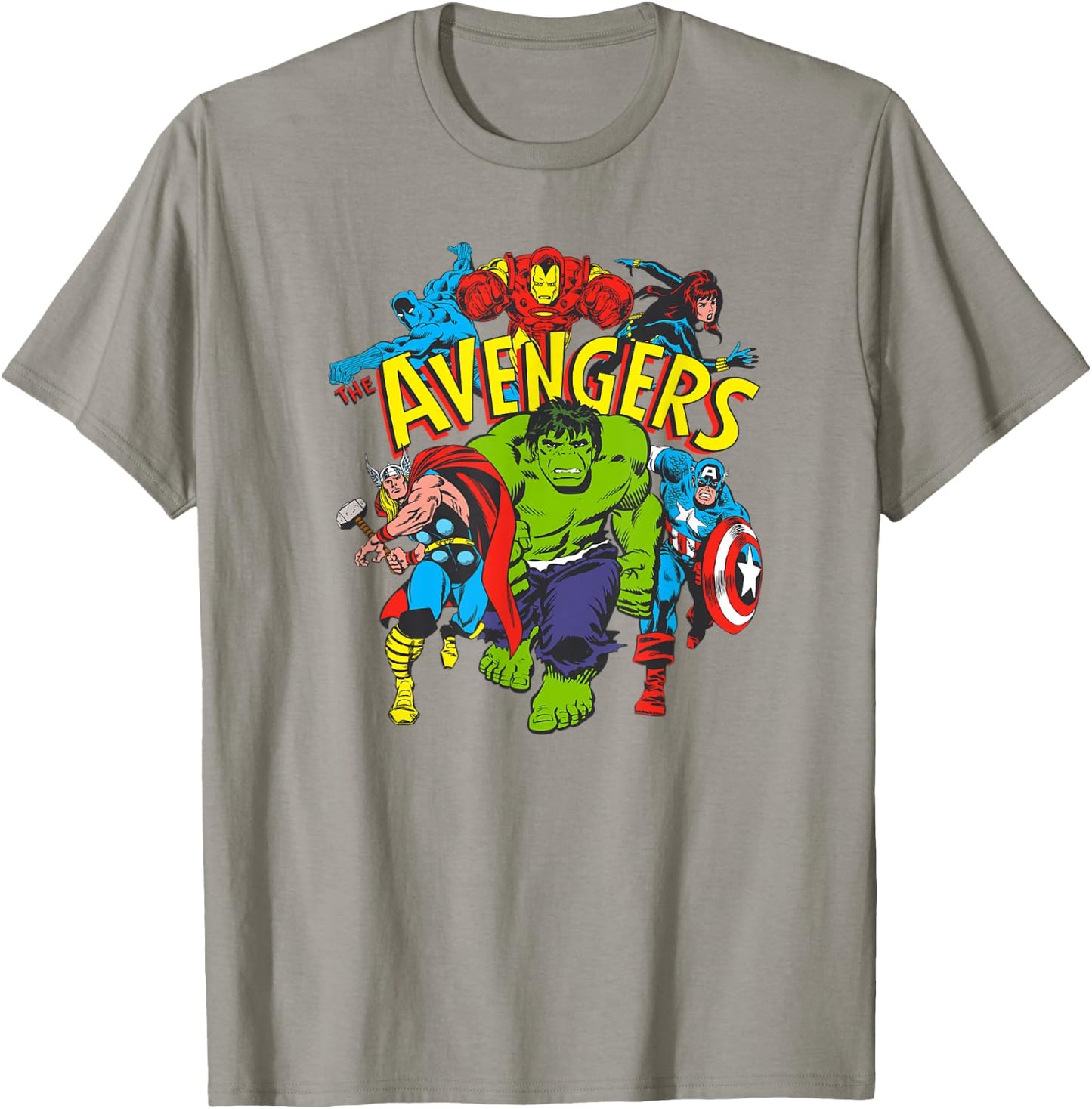 Amazon Essentials Men's MARVEL AVENGERS COMIC HEROES , White, Small T-Shirt - T-Shirt | Sand