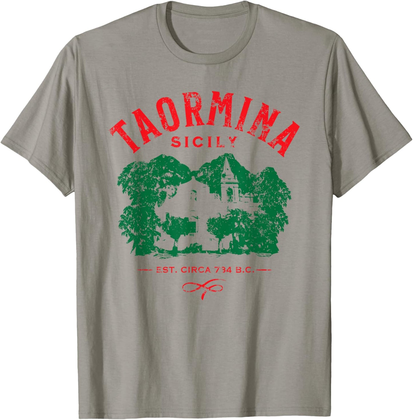 Taormina Sicily Italy Souvenir Distressed Design T-Shirt - T-Shirt | Sand