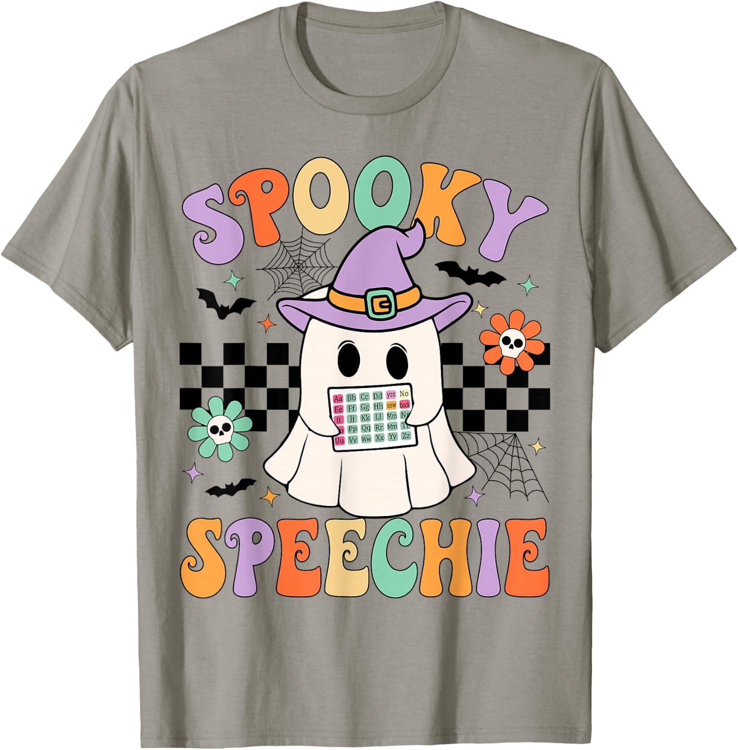 Spooky Speechie Speech Therapy Halloween Retro SLP Halloween T-Shirt - T-Shirt | Sand