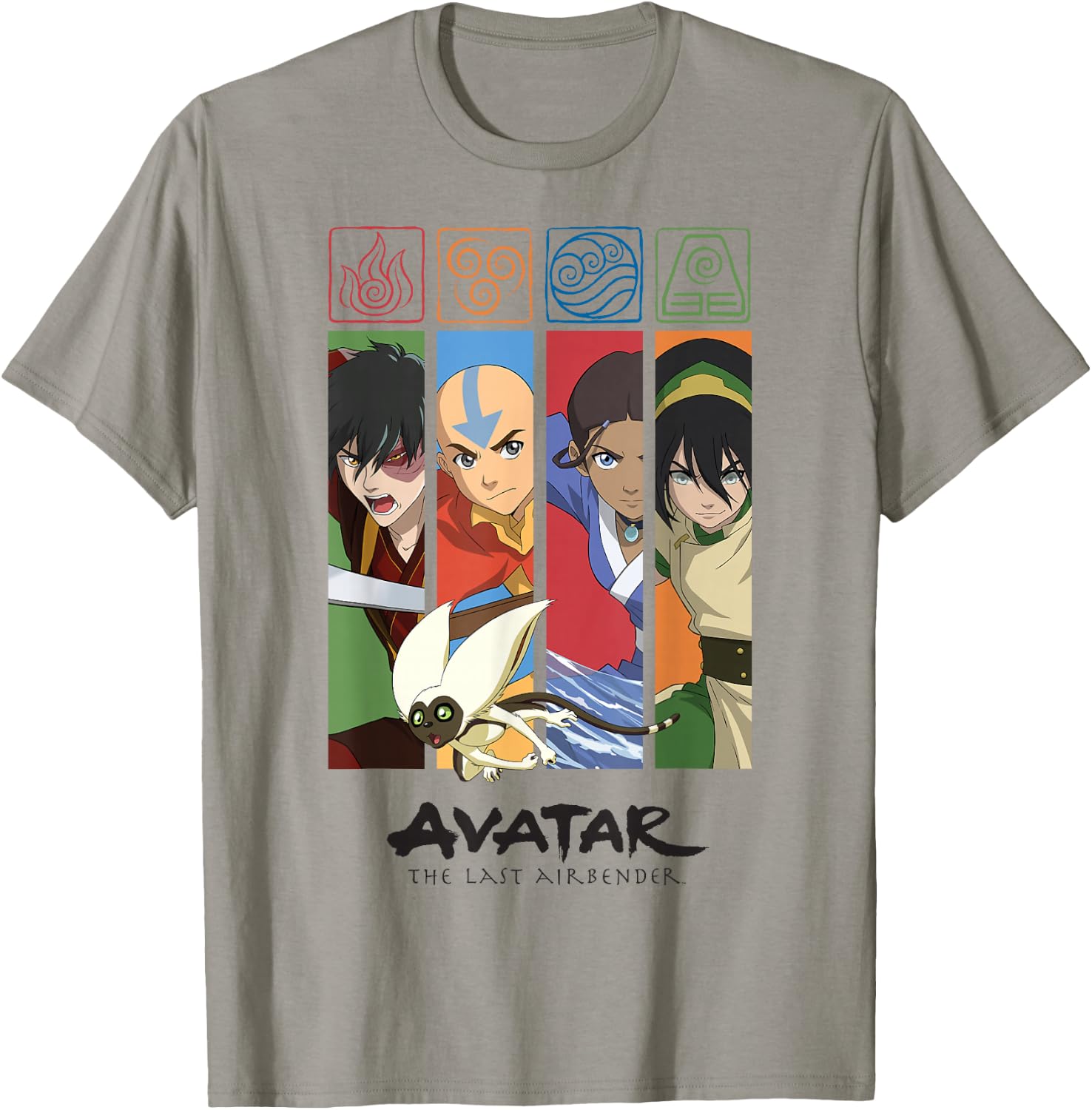 Avatar: The Last Airbender Four Elements Benders Box Panels T-Shirt - T-Shirt | Sand