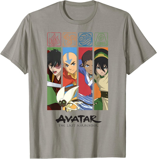 Avatar: The Last Airbender Four Elements Benders Box Panels T-Shirt - T-Shirt | Sand
