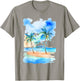 Palm Trees Tropical Beach Watercolor-Style Seascape T-Shirt - T-Shirt | Sand