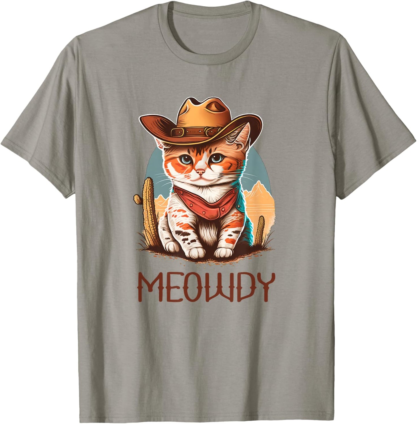 Meowdy Cat Funny Howdy Meme Western Cowboy Kitten T-Shirt - T-Shirt | Sand