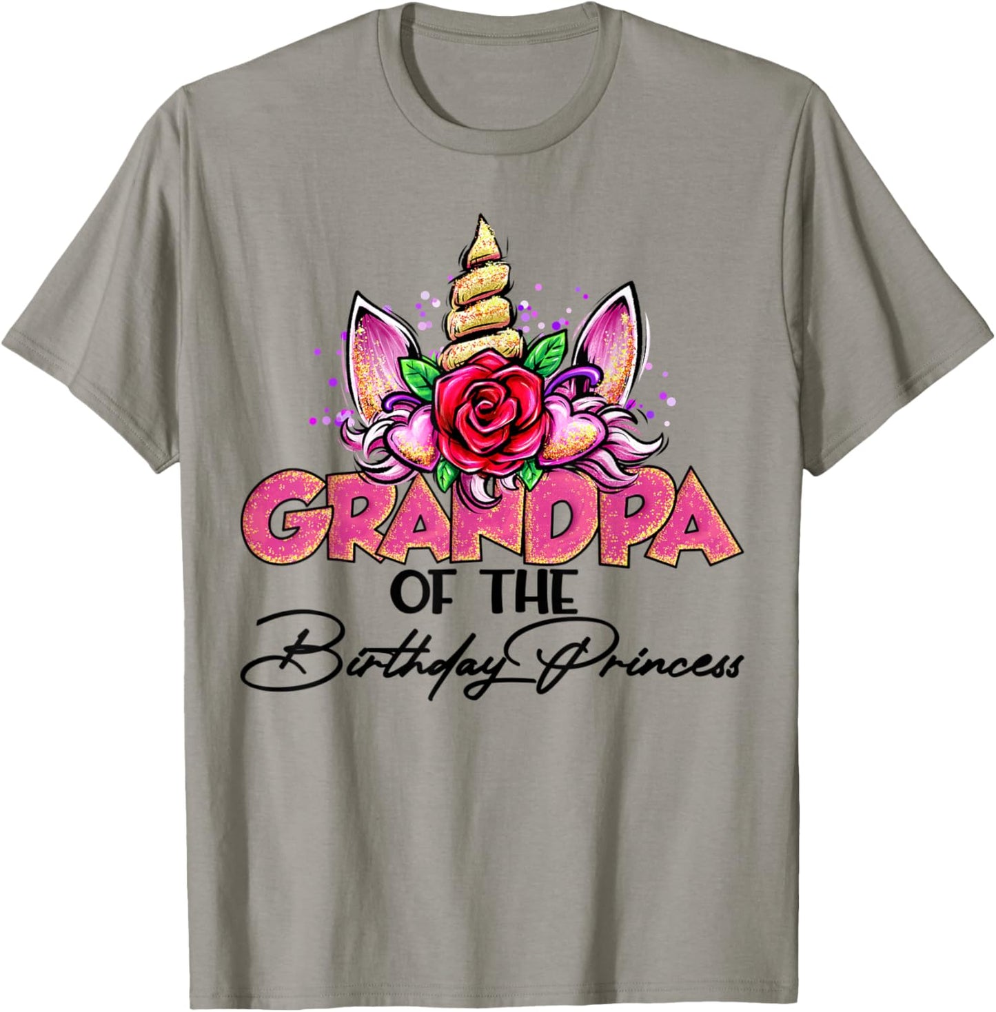Grandpa of the Birthday Princess Unicorn Matching Family T-Shirt - T-Shirt | Sand