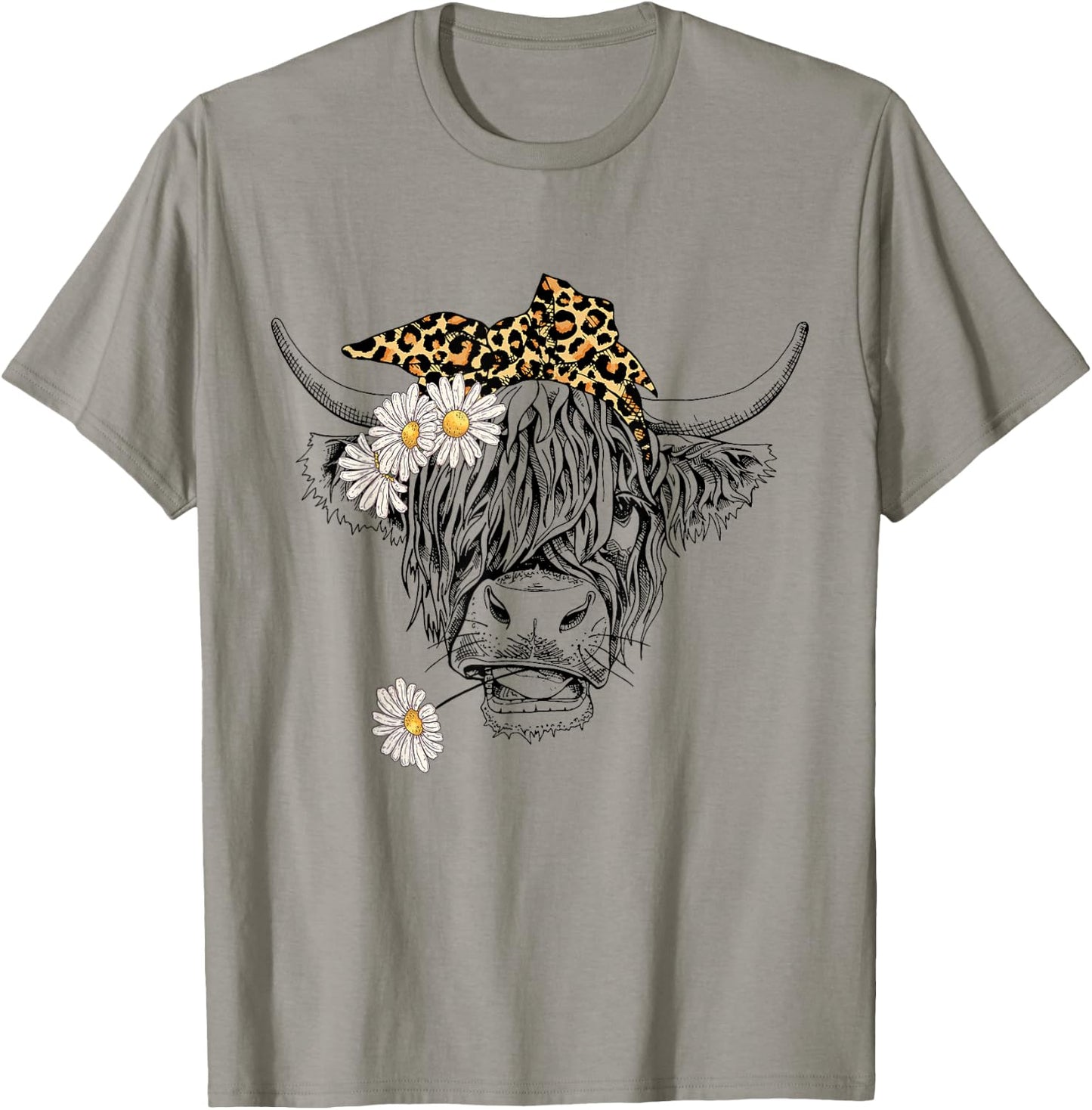 Cute Women Girl Heifer Cow With Bandana Headband and Glasses T-Shirt - T-Shirt | Sand