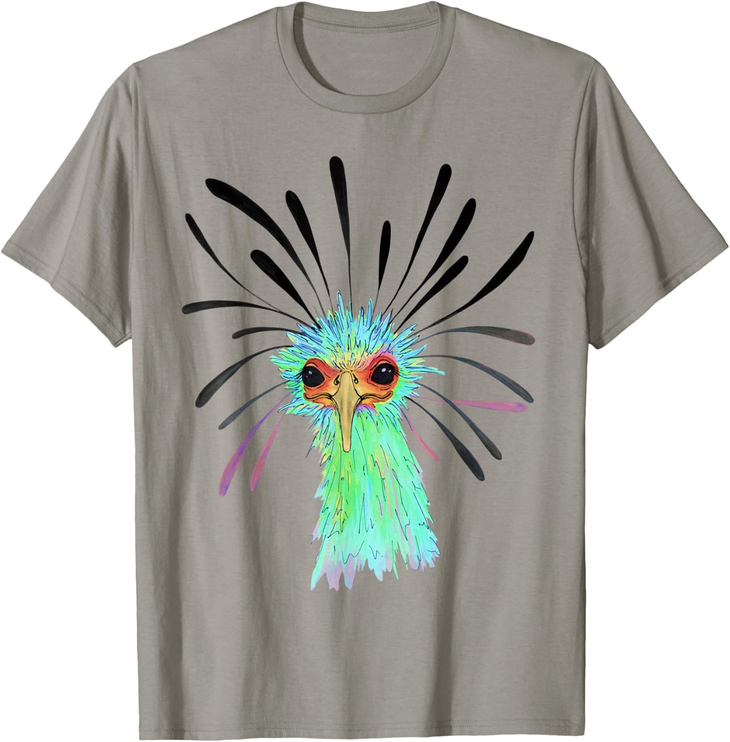 Watercolor Secretary Bird African Sagittarius Serpentarius T-Shirt - T-Shirt | Sand
