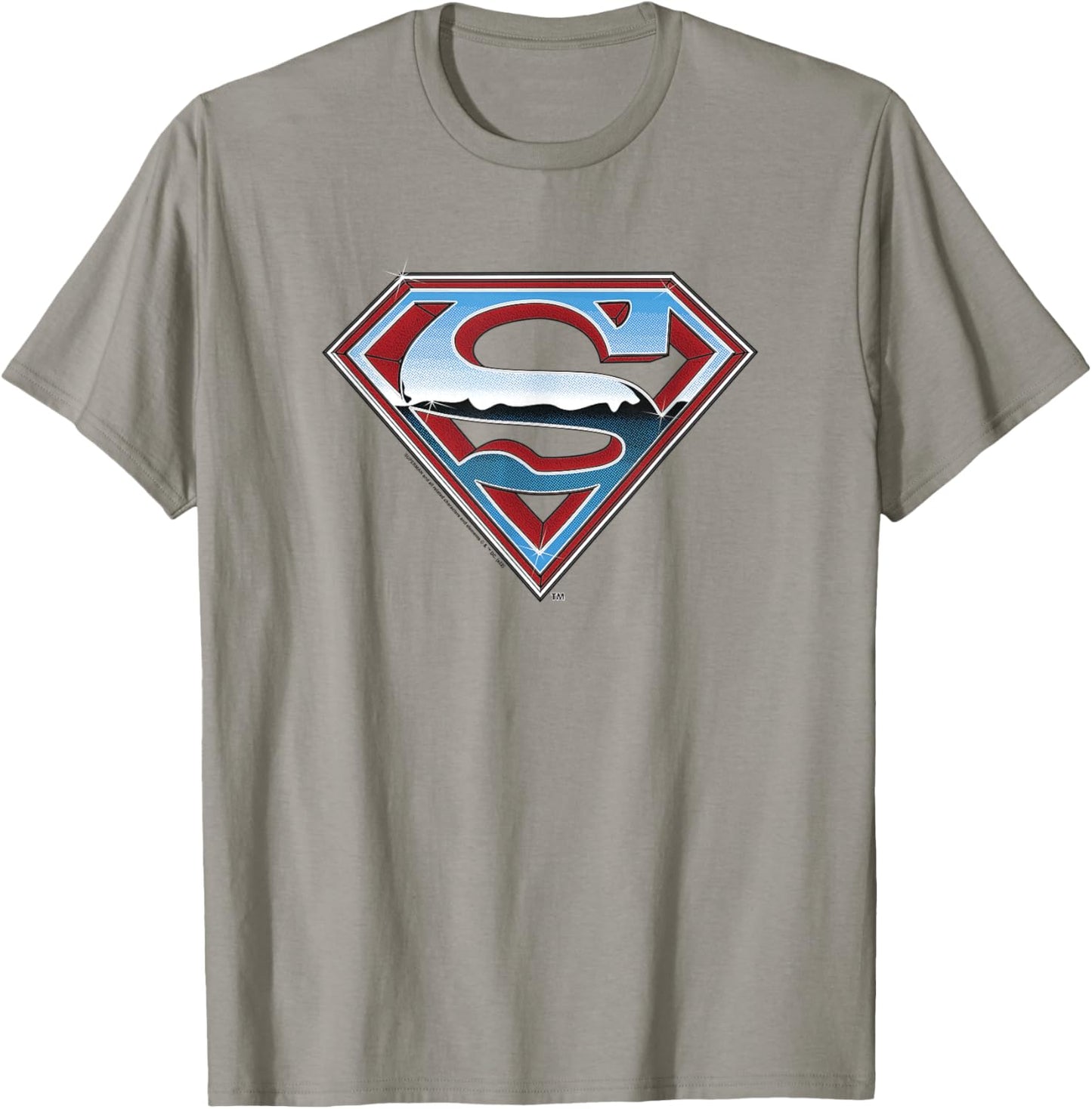 Superman Chrome Logo on White T-Shirt - T-Shirt | Sand