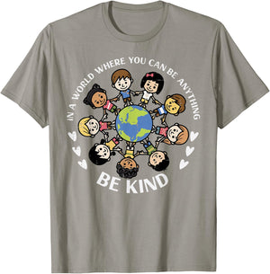 Kind Kids Earth Anti Bullying Unity Day Orange Boys Girls T-Shirt - T-Shirt | Sand