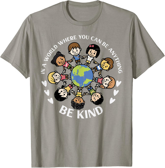 Kind Kids Earth Anti Bullying Unity Day Orange Boys Girls T-Shirt - T-Shirt | Sand