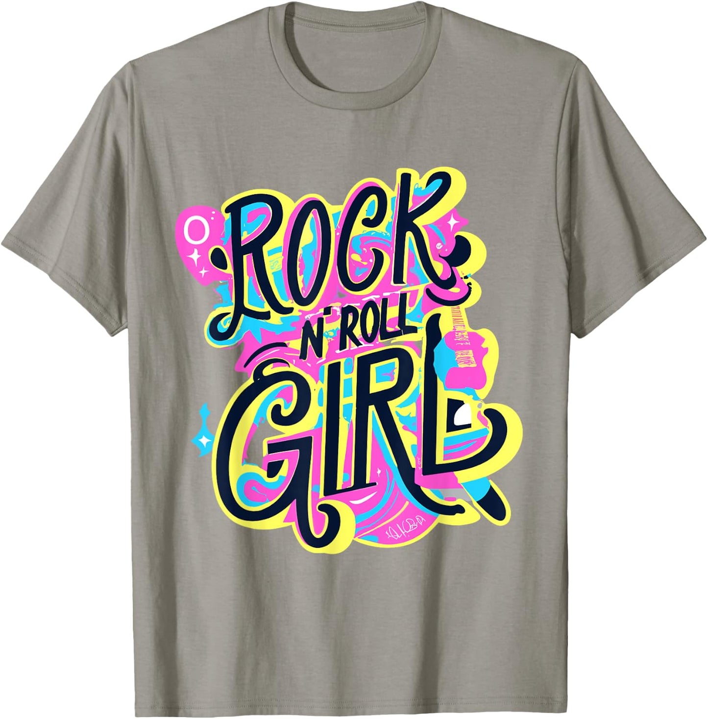 Rock N Roll Girl 80's Costume Graffiti Rock Music Cute T-Shirt - T-Shirt | Sand