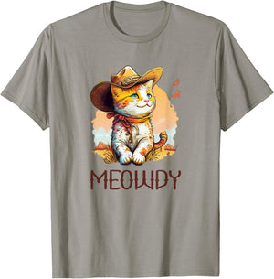 Meowdy Cat Funny Howdy Meme Western Cowboy Kitten T-Shirt - T-Shirt | Sand