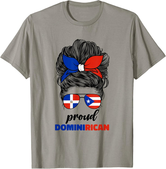 DominiRican Girl Women Dominican And Puerto Rican Rico Flag T-Shirt - T-Shirt | Sand