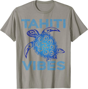 Polynesian Blue Tribal Sea Turtle Tahiti Vibes Vacation T-Shirt - T-Shirt | Sand