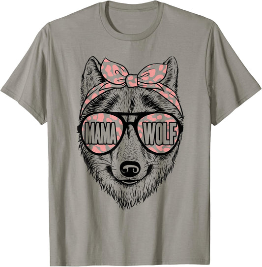 Mama Wolf Sunglasses Cute Wolf Mom Mothers Day T-Shirt - T-Shirt | Sand