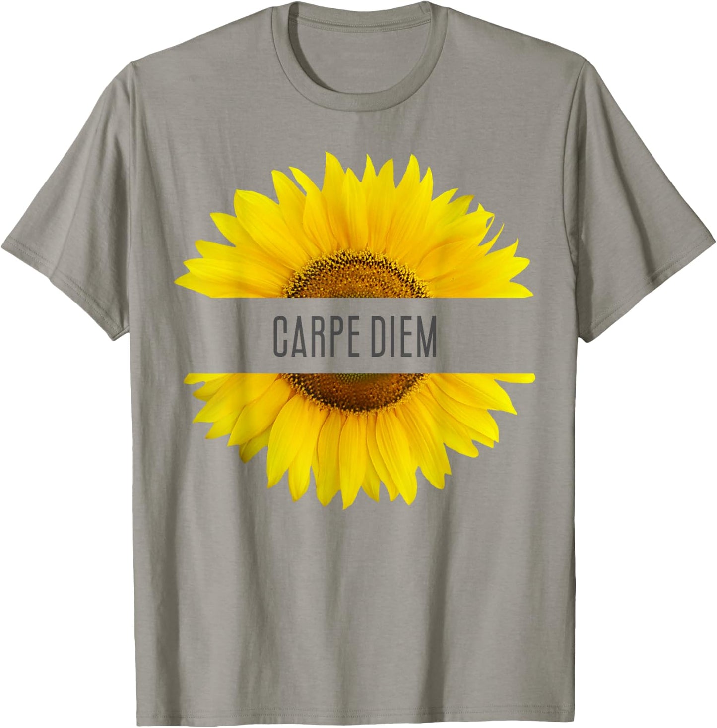 Sunflower with Sayings Carpe Diem T-Shirt - T-Shirt | Sand