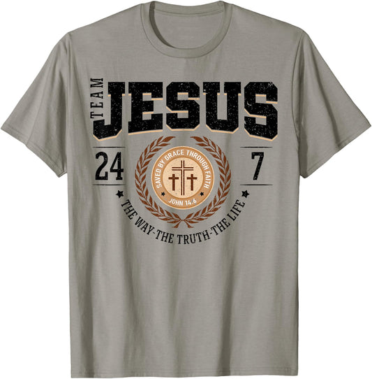 Team Jesus 24 7 The Way The Truth The Life T-Shirt - T-Shirt | Sand