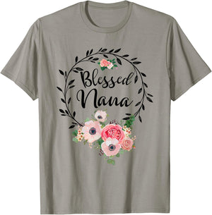Blessed Nana Shirt Flower Decor Grandma T-Shirt - T-Shirt | Sand