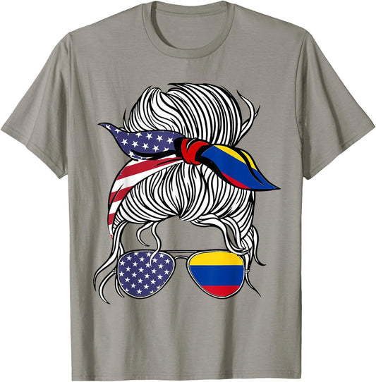 American Colombian Patriot Flag Women Girl Colombia Grown T-Shirt - T-Shirt | Sand