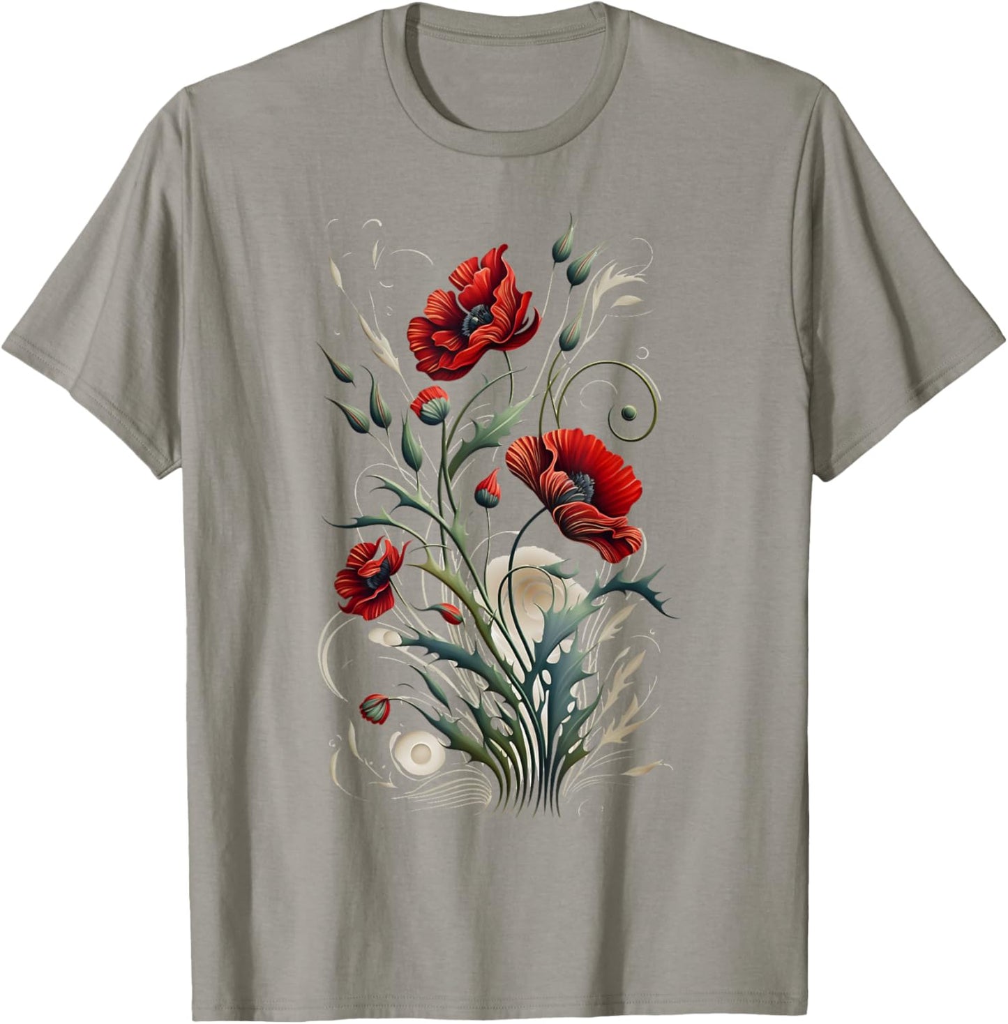 Poppies spring bloomers summer flower vintage garden Men Women Kids T-Shirt - T-Shirt | Sand