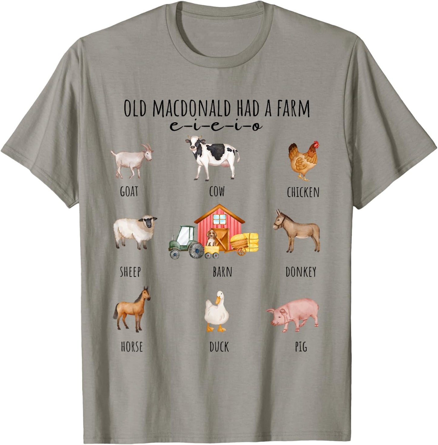 Toddler Kids Old MacDonald Had a Farm E-I-E-I-O Nursery Song T-Shirt - T-Shirt | Sand