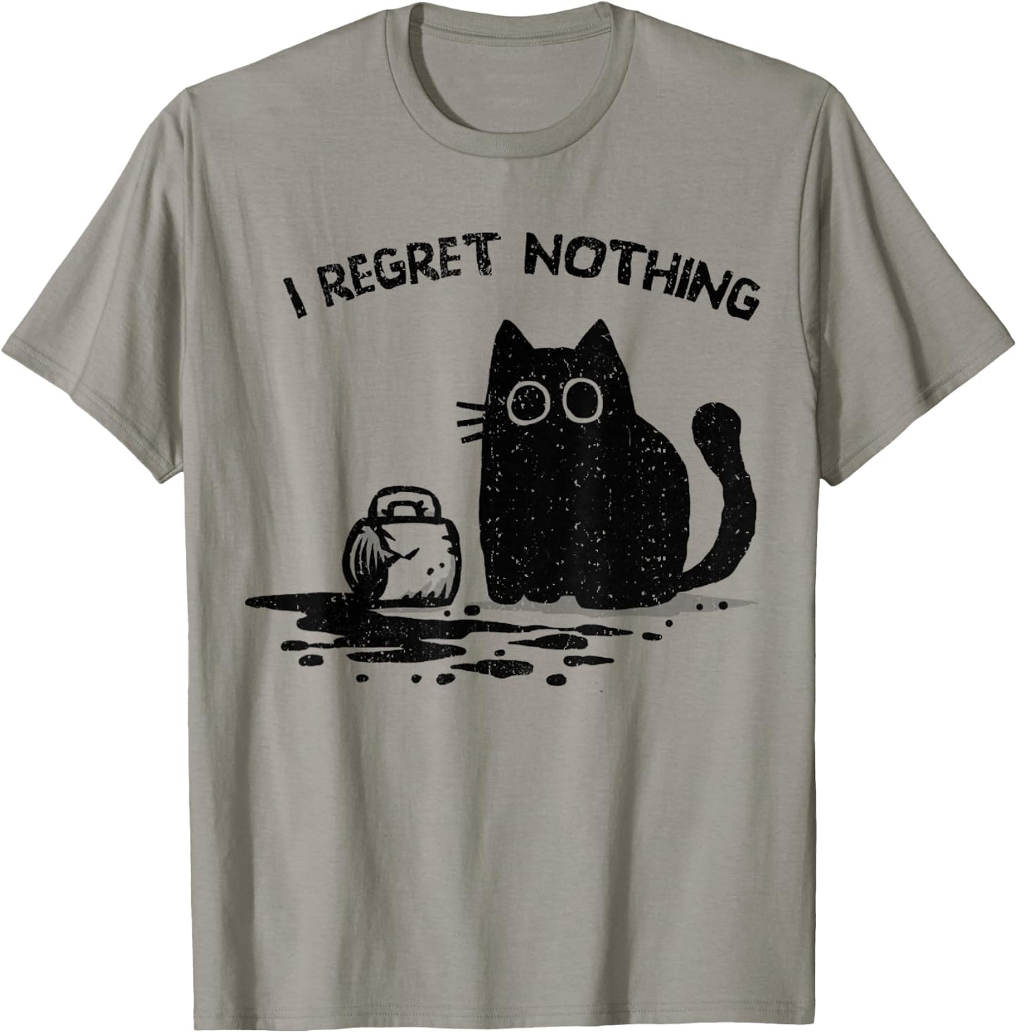 Vintage I Regret Nothing Cat T-Shirt - T-Shirt | Sand
