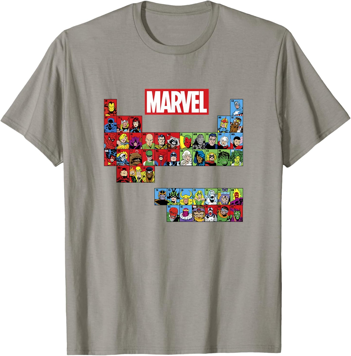 Marvel Comics Retro Classic Periodic Table Of Marvel T-Shirt - T-Shirt | Sand