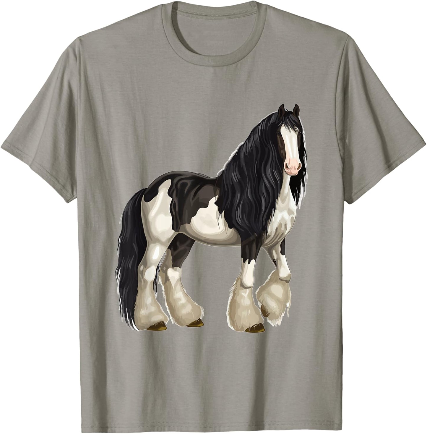 Black Gypsy Vanner Horse Lover Riding Equestrian T-Shirt - T-Shirt | Sand