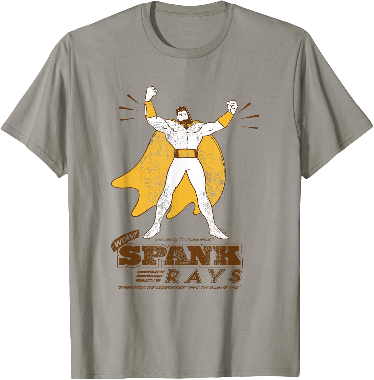 Space Ghost Vintage Spank Rays Distressed Superhero Pose T-Shirt - T-Shirt | Sand