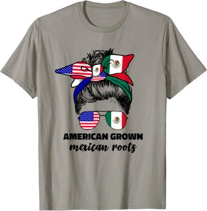 Half Mexican And American Mexico America Flag Girl T-Shirt - T-Shirt | Sand