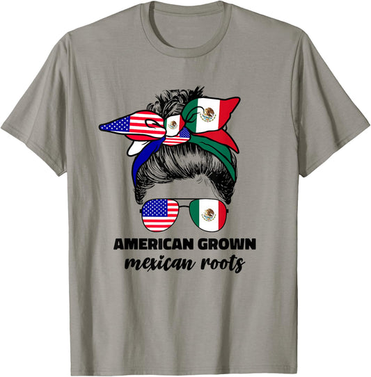 Half Mexican And American Mexico America Flag Girl T-Shirt - T-Shirt | Sand