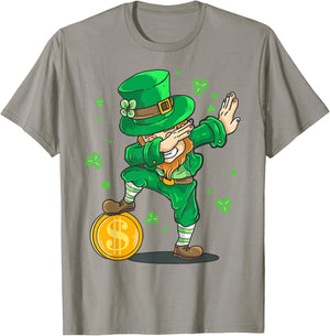 Dabbing Leprechaun St Patricks Day Funny Irish Kids Boy Men T-Shirt - T-Shirt | Sand