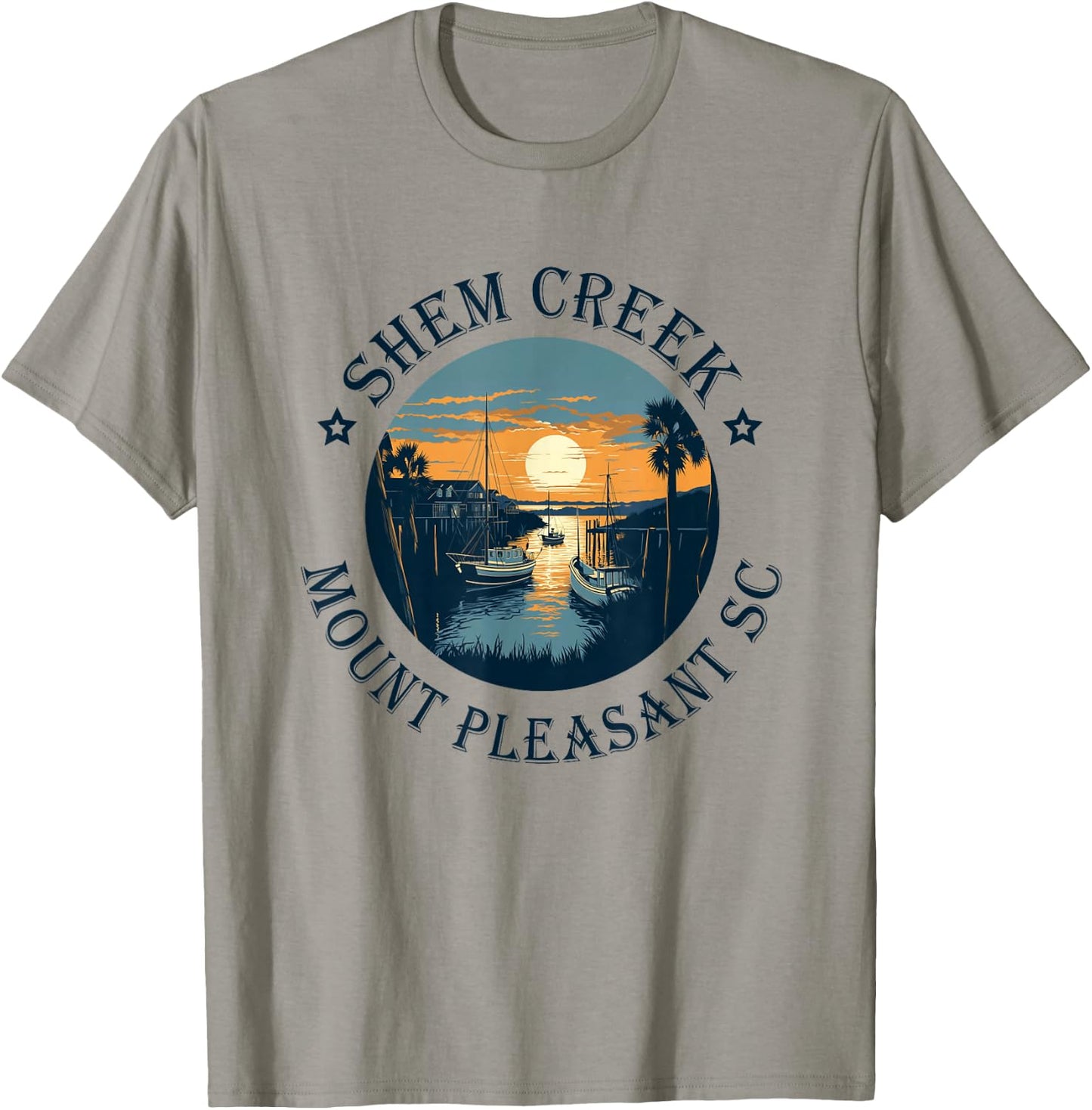 Shem Creek Sunset Mount Pleasant SC T-Shirt - T-Shirt | Sand