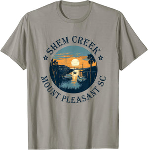 Shem Creek Sunset Mount Pleasant SC T-Shirt - T-Shirt | Sand