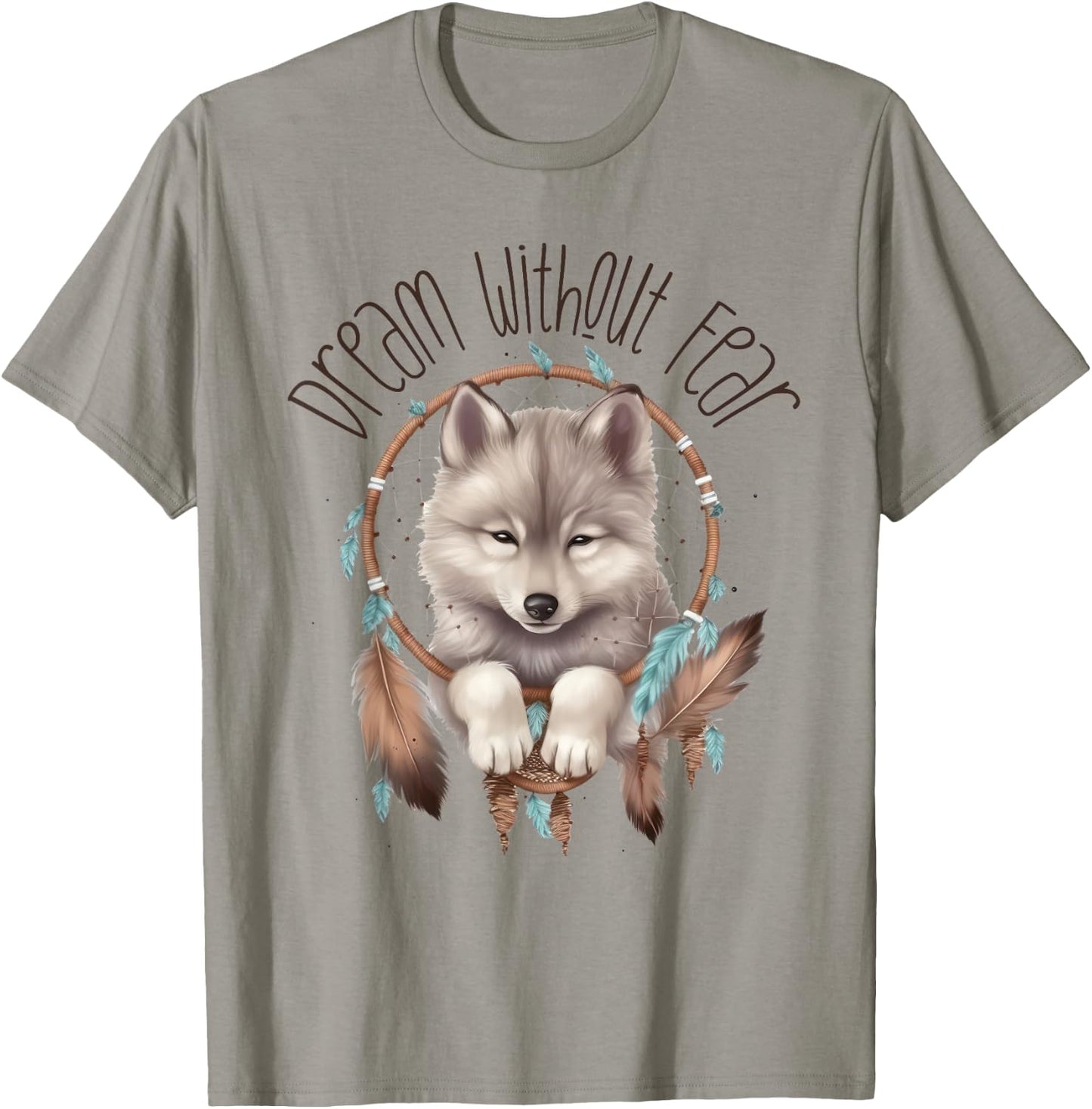 Vintage Western Dreamcatcher Wolf Graphic Design Wolf Women T-Shirt - T-Shirt | Sand
