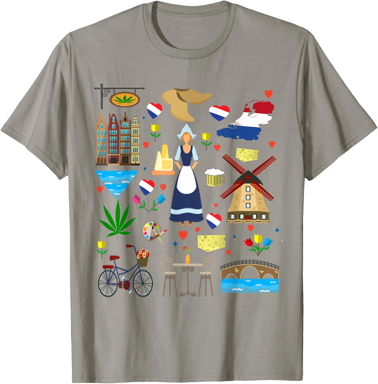 Amsterdam Shirt - Netherlands Holland Icons Souvenir T-Shirt - T-Shirt | Sand