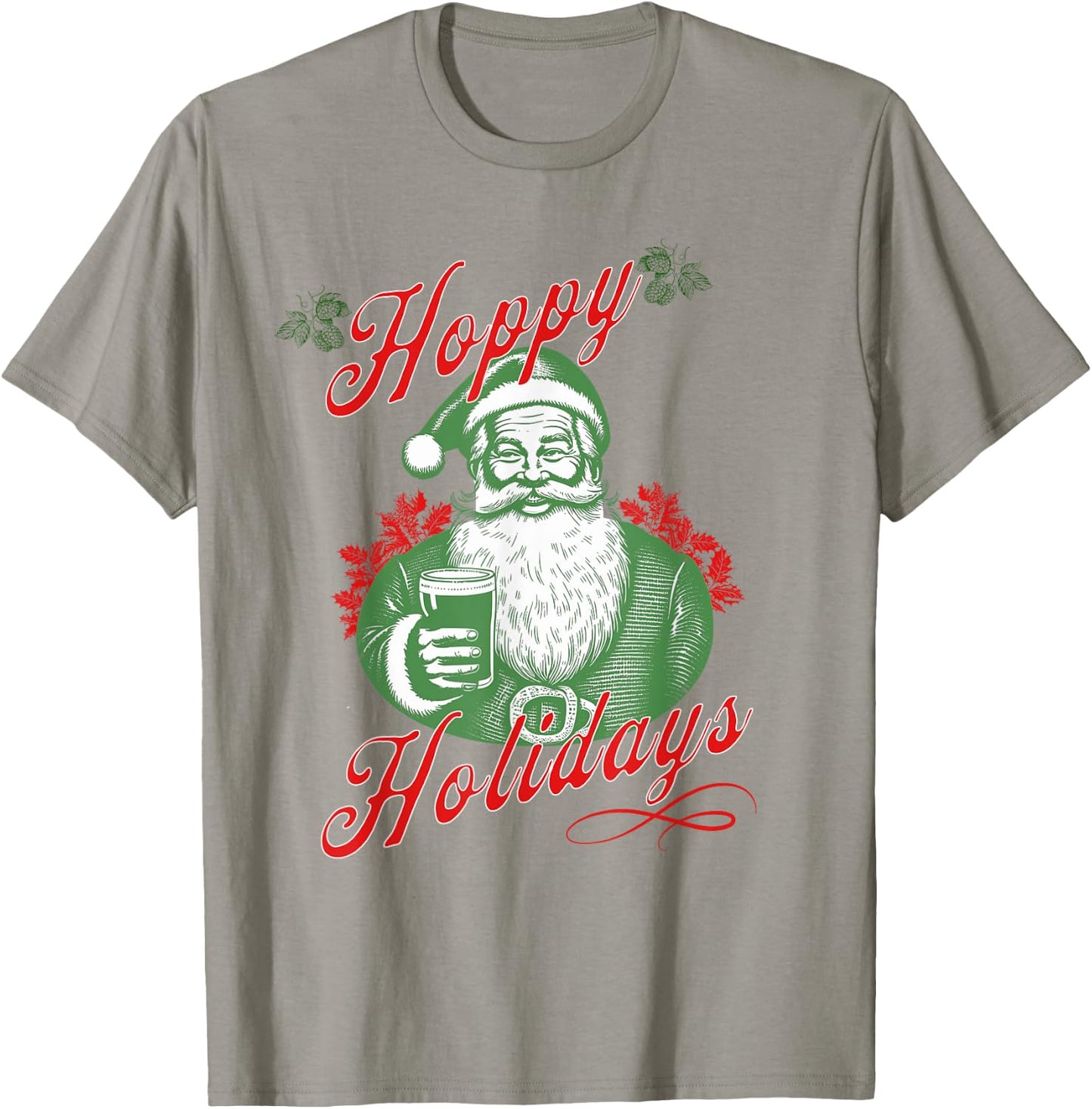 Hoppy Holidays Happy Holidays For Beer Lovers Santa Hops IPA T-Shirt - T-Shirt | Sand